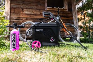 How about cleaning your bike on the road? Muc-Off’s new portable snow foam washer lets you spray while you’re away