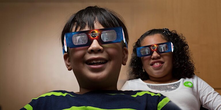 New York Hall of Science hosts a family-friendly solar Eclipse watch party on April 8, 2019.