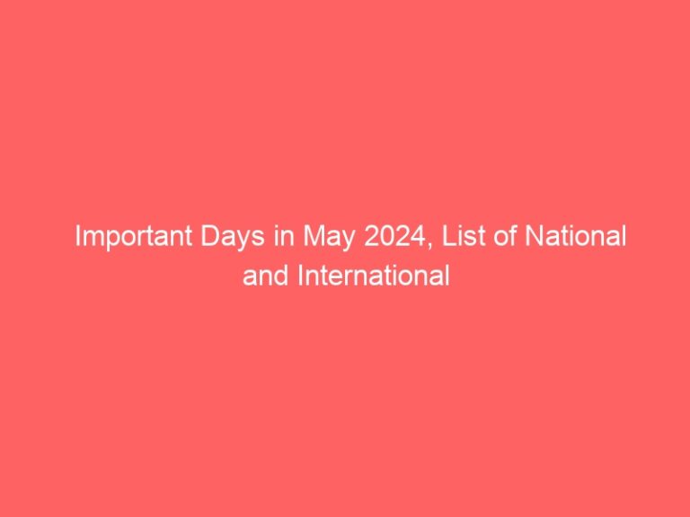 Important Days in May 2020, National and International